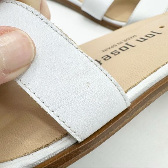 Jon Josef White Leather Greek Key Slip-On Flat Sandals Sz 10‎ - Picture 13 of 15